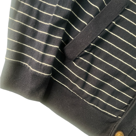 HAWKINGS McGILL BLUE STRIPED COTTON KNIT CARDIGAN SWEATER BUTTON-UP MEDIUM - Picture 2 of 5